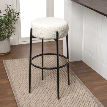 Paola Modern Metal/Bouclé Cushioned Counter & Bar Stool
